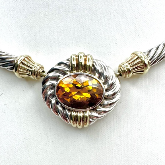 David Yurman Renaissance Choker Necklace With Citrine And Gold - Picture 4 of 6